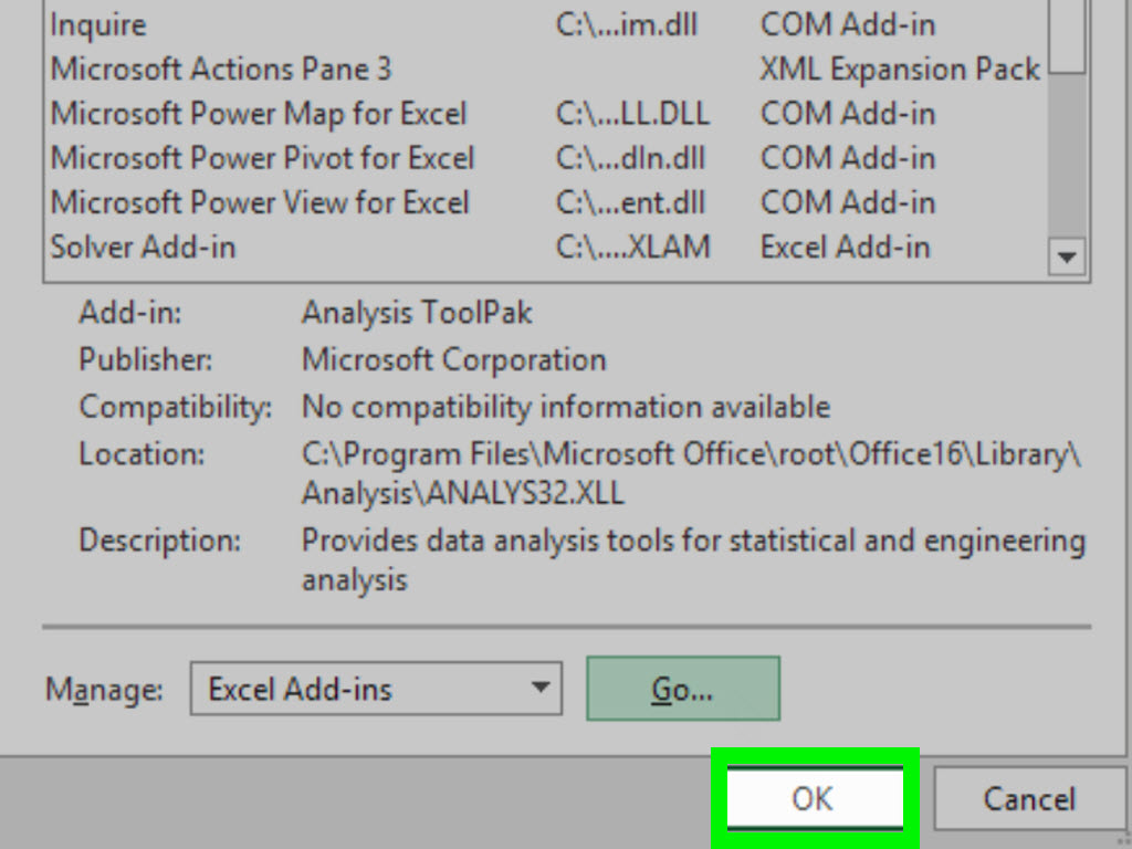 load data analysis in excel for mac